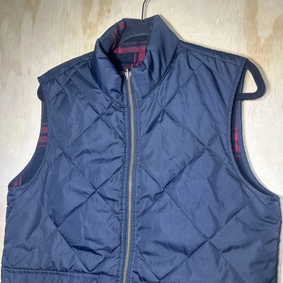 J.Crew Men’s Reversible Quilted Vest Navy & Red Plaid 3M Thinsulate - Picture 3 of 14